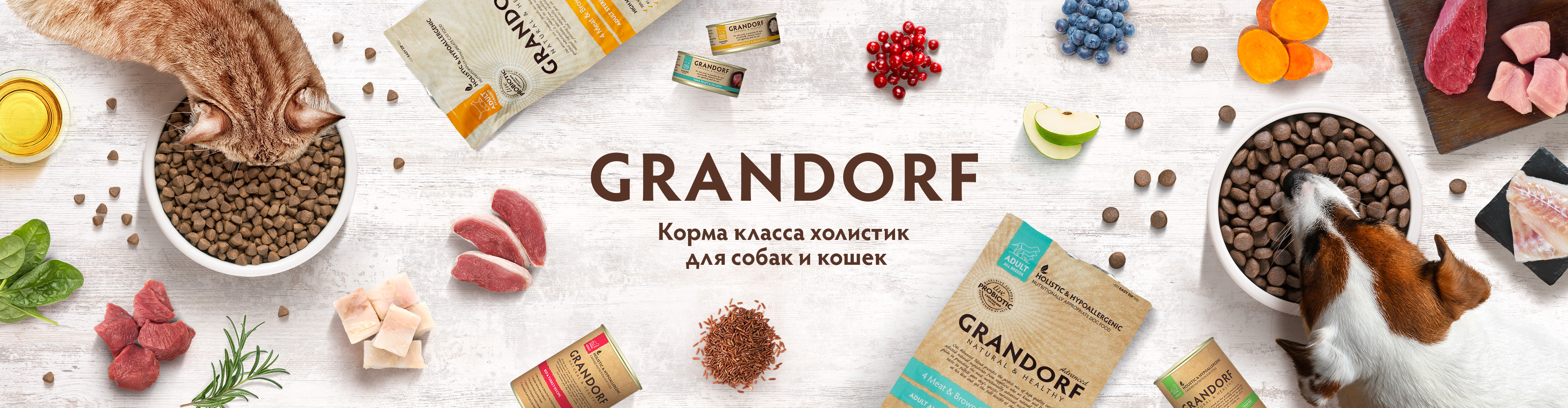 Холистик корма для кошек и собак Grandorf