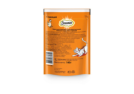 Dreamies Лакомство Дримис для кошек Подушечки с Курицей 140 г