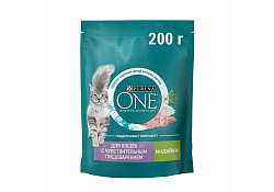PURINA ONE SENSITIVE Сухой корм Пурина УАН для взрослых кошек при чувствительном пищеварении с индейкой 200 г