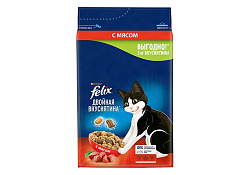 FELIX ДВОЙНАЯ ВКУСНЯТИНА Сухой корм Пурина Феликс для взрослых кошек с мясом 3 кг