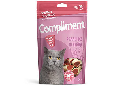 Compliment Лакомство Комплимент для кошек Роллы из Ягненка 50 г