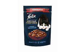 FELIX МЯСНЫЕ ЛОМТИКИ Влажный корм Паучи Пурина Феликс Мясные ломтики для взрослых кошек с говядиной (цена за упаковку) 75г х 26шт