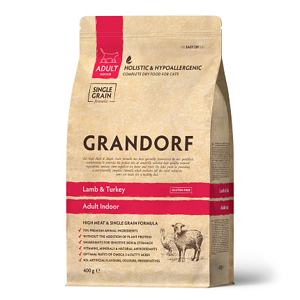 GRANDORF CAT Lamb&Turkey INDOOR (Ягненок с индейкой для кошек) 400 гр.