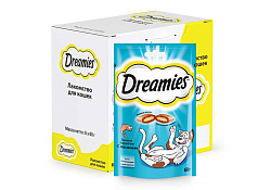 Dreamies Лакомство Дримис для кошек Подушечки с Лососем 60 г