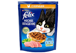 FELIX МЯСНОЕ ОБЪЕДЕНИЕ Сухой корм Пурина Феликс Мясное объедение для взрослых кошек с курицей 200 г