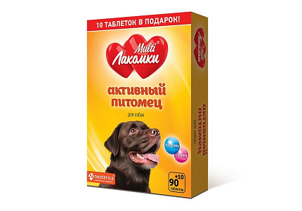 Multi Лакомки Витаминное лакомство Мульти Лакомки для собак Активный питомец 100 таб