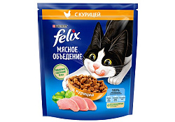 FELIX МЯСНОЕ ОБЪЕДЕНИЕ Сухой корм Пурина Феликс Мясное объедение для взрослых кошек с курицей 600 г