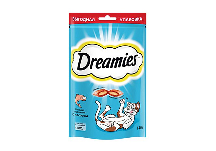 Dreamies Лакомство Дримис для кошек Подушечки с Лососем 140 г