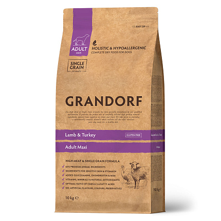 GRANDORF DOG Lamb&Turkey Maxi (ягнёнок с индейкой для собак крупных пород) 10 кг.