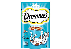 Dreamies Лакомство Дримис для кошек Подушечки с Лососем 60 г