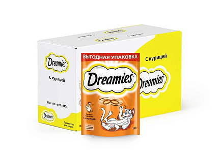 Dreamies Лакомство Дримис для кошек Подушечки с Курицей 140 г