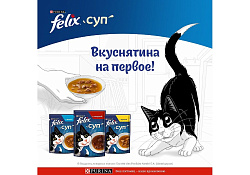 FELIX СУП Влажный корм Паучи Пурина Феликс Суп для взрослых кошек с курицей (цена за упаковку) 48г х 36шт