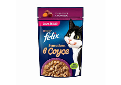 FELIX SENSATIONS Влажный корм Паучи Феликс Сенсейшенс в соусе для взрослых кошек с уткой (цена за упаковку) 75г х 26шт