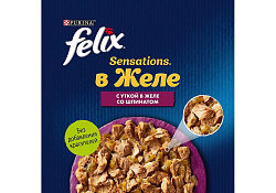 FELIX SENSATIONS Влажный корм Паучи Феликс Сенсейшенс в желе для взрослых кошек с уткой (цена за упаковку) 75г х 26шт