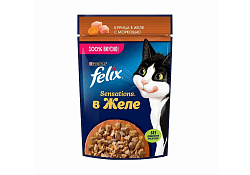 FELIX SENSATIONS Влажный корм Паучи Феликс Сенсейшенс в желе для взрослых кошек с курицей и морковью (цена за упаковку) 75г х 26шт