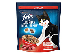 FELIX ДВОЙНАЯ ВКУСНЯТИНА Сухой корм Пурина Феликс для взрослых кошек с мясом 600 г