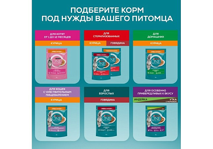 PURINA ONE SENSITIVE Влажный корм Паучи Пурина УАН для взрослых кошек при чувствительном пищеварении с курицей (цена за упаковку) 75г х 26шт
