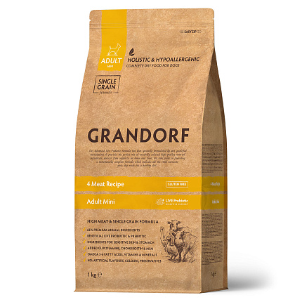 GRANDORF DOG 4 Meat PROBIOTIC MINI (4 мяса с пробиотиками для мини пород)  1 кг.