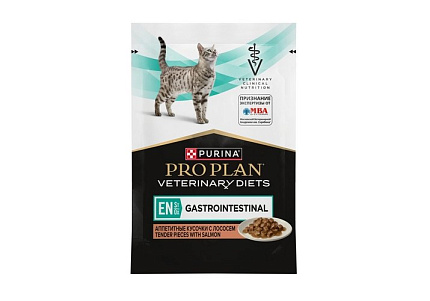 PRO PLAN VETERINARY DIETS EN ST\OX GASTROINTESTINAL Лечебный Влажный корм Паучи ПРО ПЛАН Ветеринарная диета при расстройствах пищеварения с Лососем (цена за упаковку) 85г х 26шт