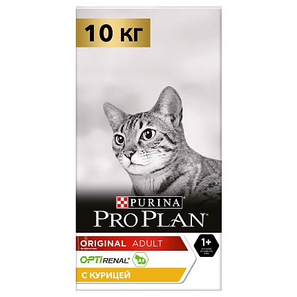 Сухой корм Pro Plan Original Optirenal Adult для взрослых кошек, с курицей 10 кг