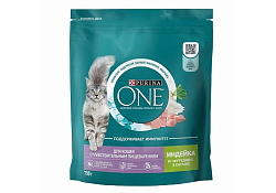 PURINA ONE SENSITIVE Сухой корм Пурина УАН для взрослых кошек при чувствительном пищеварении с индейкой 750 г