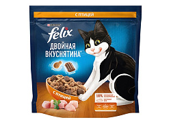 FELIX ДВОЙНАЯ ВКУСНЯТИНА Сухой корм Пурина Феликс для взрослых кошек с птицей 1,3 кг