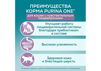PURINA ONE SENSITIVE Влажный корм Паучи Пурина УАН для взрослых кошек при чувствительном пищеварении с курицей (цена за упаковку) 75г х 26шт