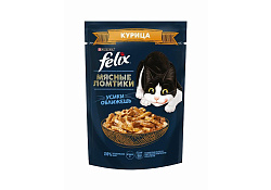FELIX МЯСНЫЕ ЛОМТИКИ Влажный корм Паучи Пурина Феликс Мясные ломтики для взрослых кошек с курицей (цена за упаковку) 75г х 26шт