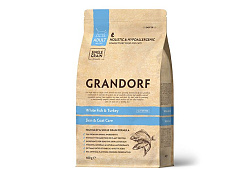 Grandorf Holistic & Hypoallergenic Skin & Care White Fish & Turkey Сухой корм Грандорф Низкозерновой для взрослых кошек Белая рыба Индейка 400 г