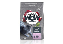 AlphaPet Wow Superpremium Сухой корм АльфаПет для Домашних кошек Утка потрошки 1,5 кг