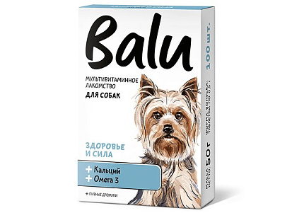 Balu Лакомство мультивитаминное Балу для собак Здоровье и сила кальций и омега 3 100 таб