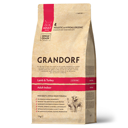 GRANDORF CAT Lamb&Turkey INDOOR (Ягненок с индейкой для кошек) 2 кг.