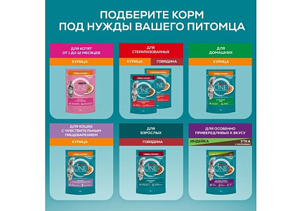 PURINA ONE STERILISED Влажный корм Паучи Пурина УАН для взрослых стерилизованных кошек с курицей (цена за упаковку) 75г х 26шт