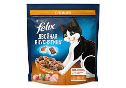 FELIX ДВОЙНАЯ ВКУСНЯТИНА Сухой корм Пурина Феликс для взрослых кошек с птицей 600 г