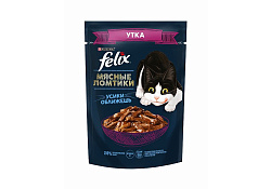 FELIX МЯСНЫЕ ЛОМТИКИ Влажный корм Паучи Пурина Феликс Мясные ломтики для взрослых кошек с уткой (цена за упаковку) 75г х 26шт