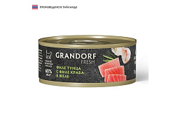 Grandorf Fresh Tuna With Crab In Jelly Консервы Грандорф для кошек Филе тунца с филе краба в желе (цена за упаковку) 70 г х 6 шт