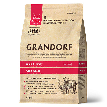 GRANDORF CAT Lamb&Turkey INDOOR (Ягненок с индейкой для кошек) 8 кг.