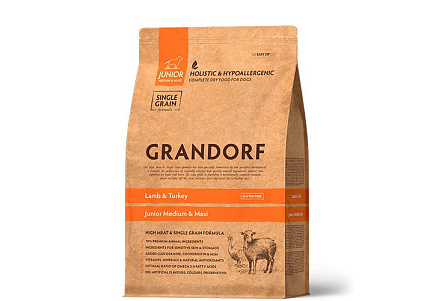 Grandorf Holistic & Hypoallergenic Junior Medium Maxi Lamb & Turkey Сухой корм Грандорф Низкозерновой для Юниоров Средних и Крупных пород Ягненок Индейка 3 кг