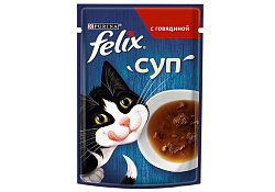 FELIX СУП Влажный корм Паучи Пурина Феликс Суп для взрослых кошек с говядиной (цена за упаковку) 48г х 36шт