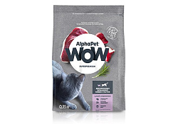 AlphaPet Wow Superpremium Сухой корм АльфаПет для Домашних кошек Утка потрошки 350 г
